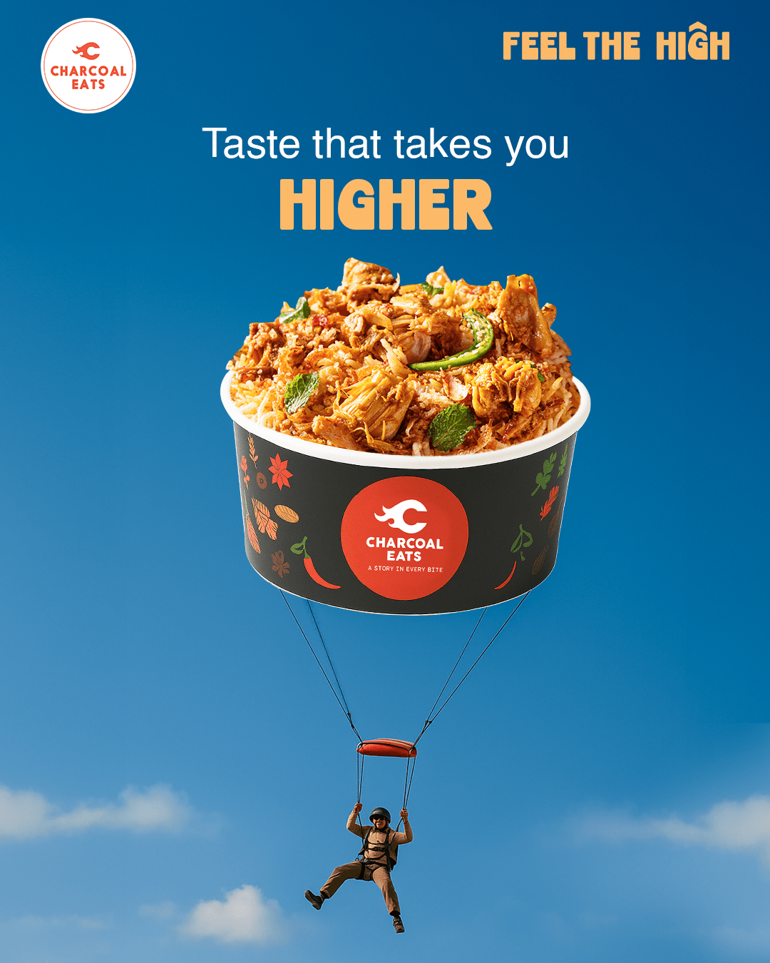 Charcoal eats paragliding